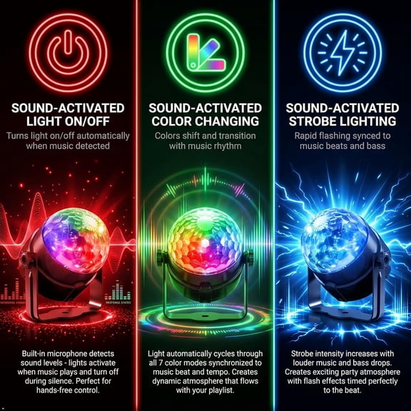 Disco Ball with Remote Strobe Light, DJ Party Lighting for Home Room Dance Birthday Halloween Karaoke Stocking Stuffers New Years Eve Christmas Parties Decorations(1 Pack)
