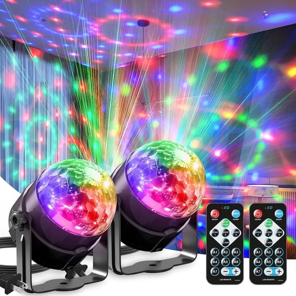 Disco Ball with Remote Strobe Light, DJ Party Lighting for Home Room Dance Birthday Halloween Karaoke Stocking Stuffers New Years Eve Christmas Parties Decorations(2 Pack)