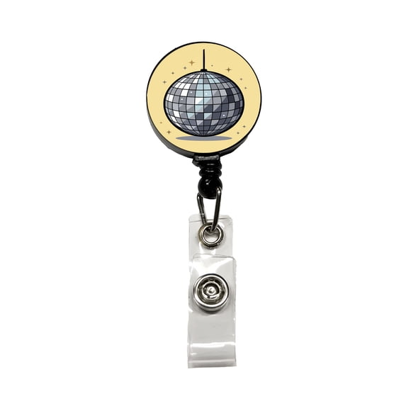 Disco Ball Retractable Reel ID Badge Key Card Name Tag Holder with Clip
