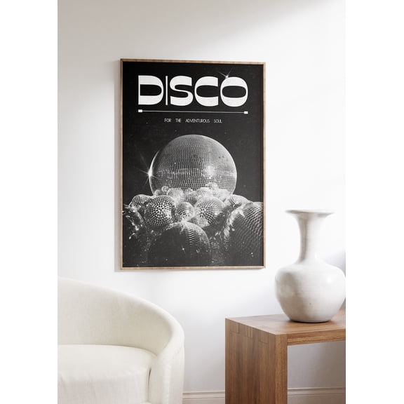 Disco Ball Retro Y2K Psychedelic Wall Art, Unframed Paper Poster 8x10in