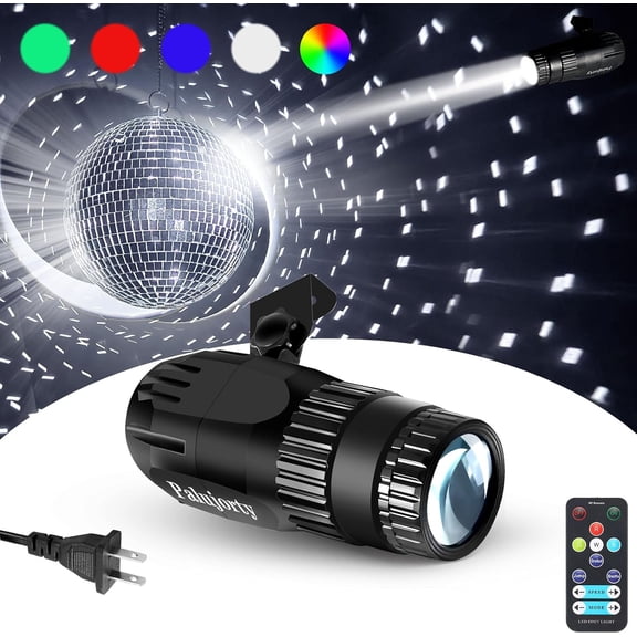 Disco Ball Spotlight, 15W Multicolor Pinspot Light with 65" Long Cord, 10+ Effects, 320 Adjustable for Disco Party, DJ Stage, Wedding