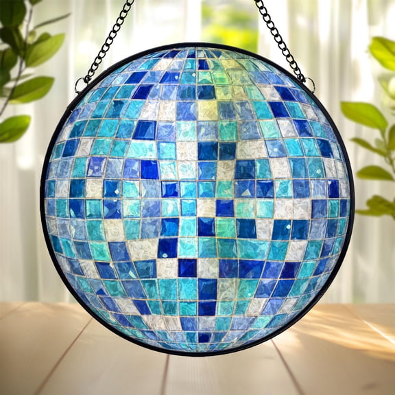 Disco Ball Suncatcher, Stained Glass Style Acrylic Window Hanging, Retro Boho Mosaic Inspired Decor