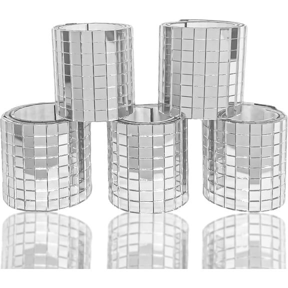 Disco Ball Tiles, 5 x 5 mm Self-Adhesive Mirror Tiles, Peel and Stick Mosaic for DIY Disco Ball, Photo Frame, Art Collage, Indoor Decor (Luxury Silver)