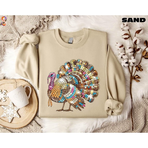 KNEYATTA Women's Thanksgiving Sweatshirt - Turkey Gravy Beans Print, Long Sleeve, Loose Fit With Pockets