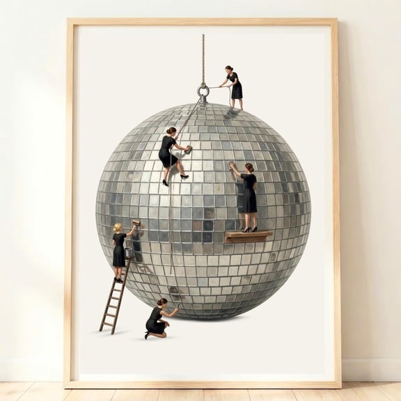 Disco Ball Wall Art Disco Ball Print Retro Party Funky Home Bar Art Dance Floor Decor