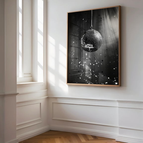 Disco Ball Wall Print Mirror Ball Nightclub Decor Art, Unframed Paper Poster 16x20in