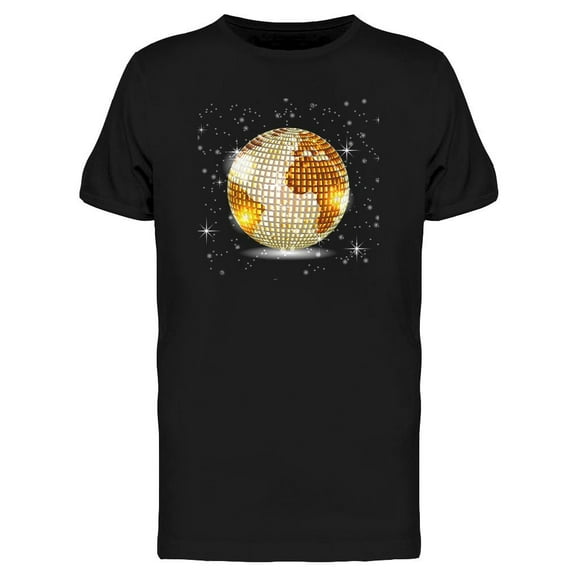 Disco Ball With World Map T-Shirt Men -Image by Shutterstock, Male XX-Large