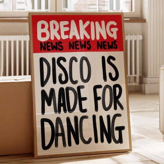 Disco Breaking News Dancing Trendy Music Handwriting Funky Typographic Quote Handwritten Newspaper Poster
