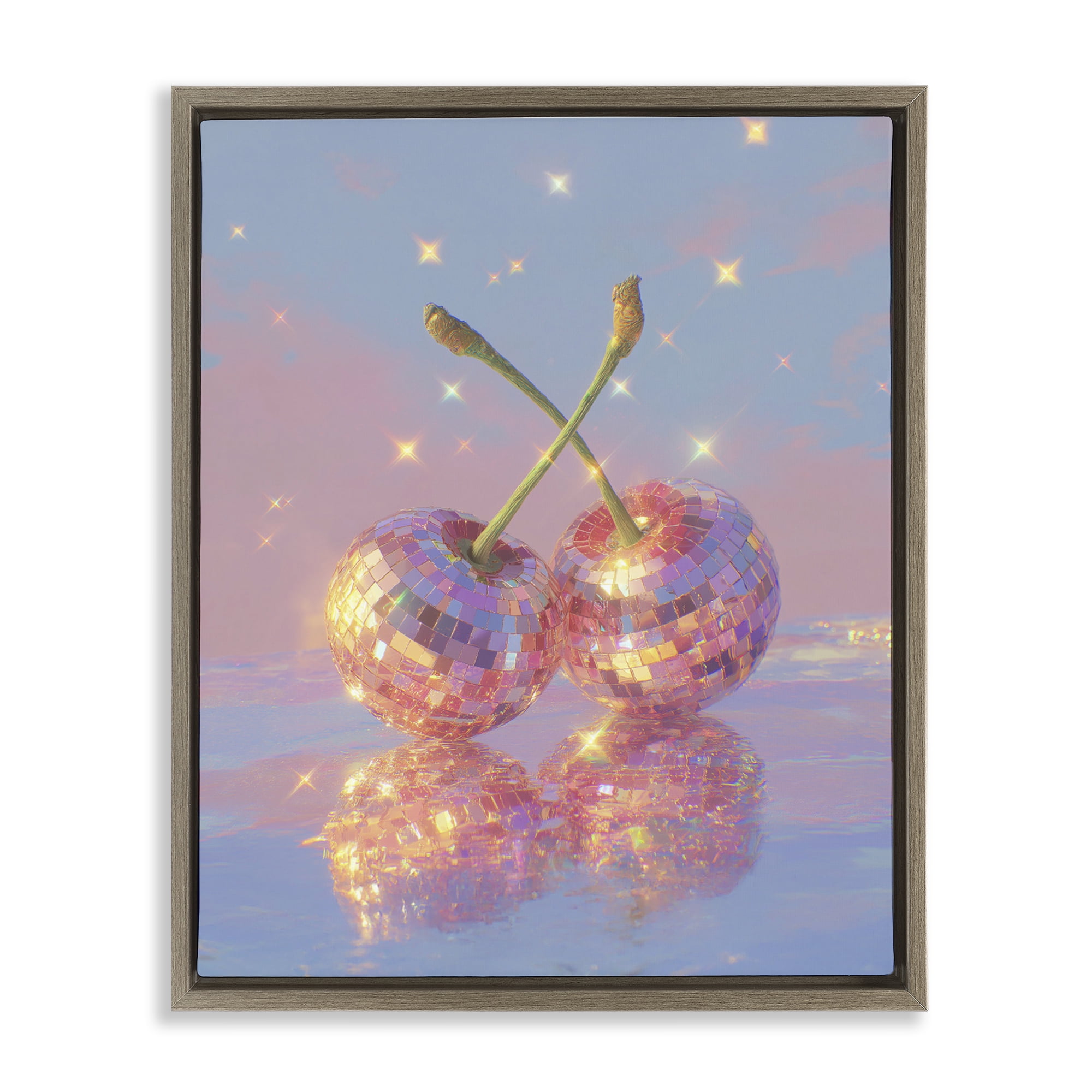 Disco Cherry Reflection Brown Framed Floater Canvas Wall Art, design by Ziwei Li