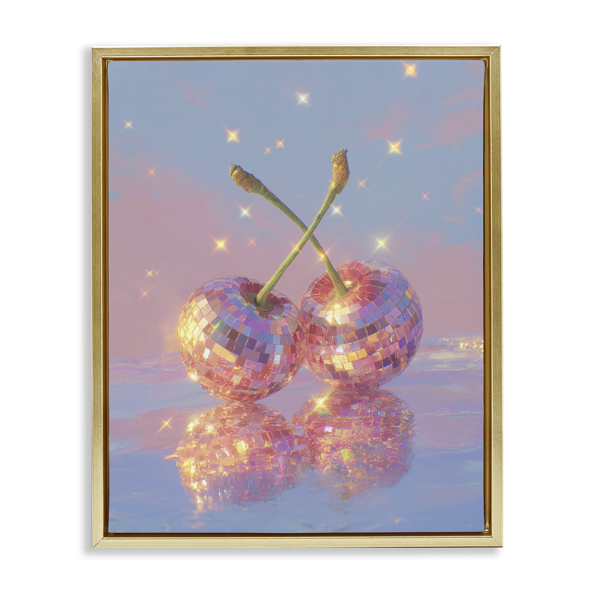 Disco Cherry Reflection Gold Framed Floater Canvas Wall Art, design by Ziwei Li