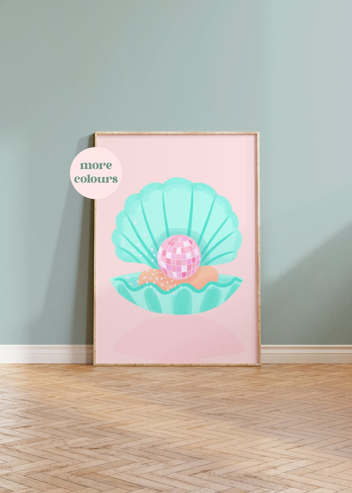 Disco Clam Pastel Pink Eclectic Wall Art Print, Living Room And Gallery ...