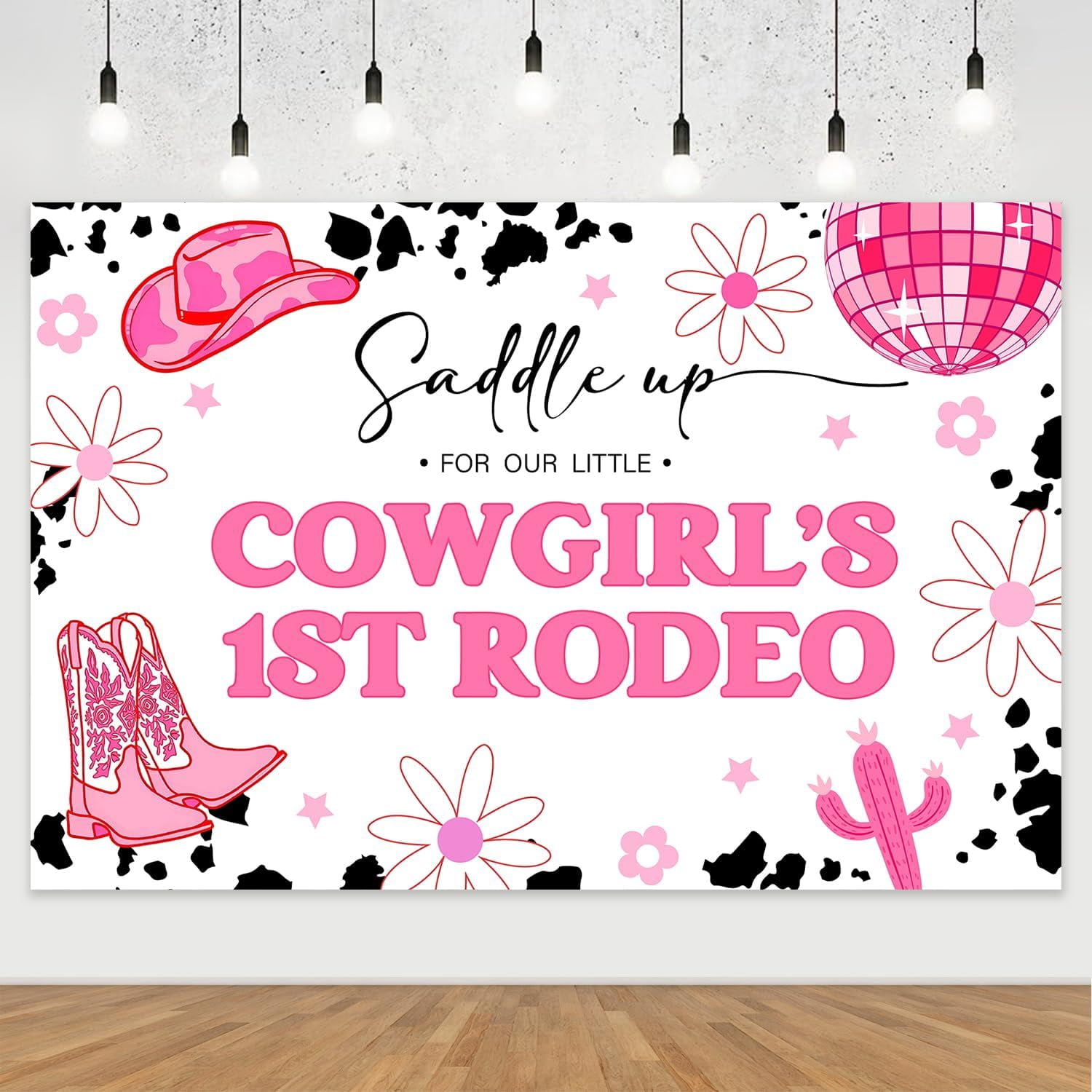 Disco-Cowgirl-Fotohintergrund Zum 1. Geburtstag – 1,5x0,9 M Wilder Westen Motto-Party-Deko