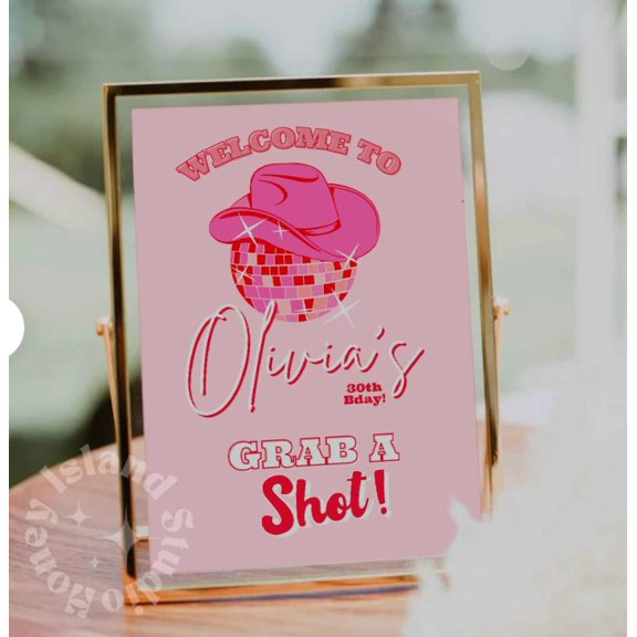 Disco Cowgirl Bar Menu Template Western, Unframed Poster