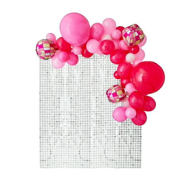 Pink/White Disco Cowgirl Latex and Clear Balloon Backdrop Kit, 72 Pieces, by Way To Celebrate