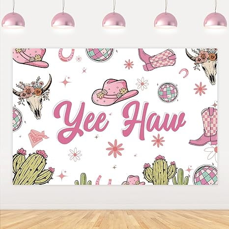 Disco Cowgirl Party Decorations 5 * 3ft Western Cowgirl Yee Haw Backdrop Banner Western Groovy Disco Cowgirl Backdrop Cactus Disco Ball Backdrop for Cowgirl Birthday Bachelorette Party