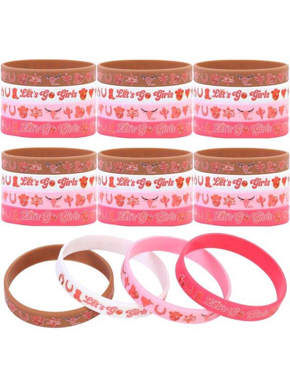 Disco Cowgirl Party Favors Bracelet, 24pcs Lets Go Girls Silicone Bracelets Disco Cowgirl Birthday Bachelorette Party Favors Bracelets for Cowgirl Last Rodeo Yeehaw Howdy Giddy Up Party