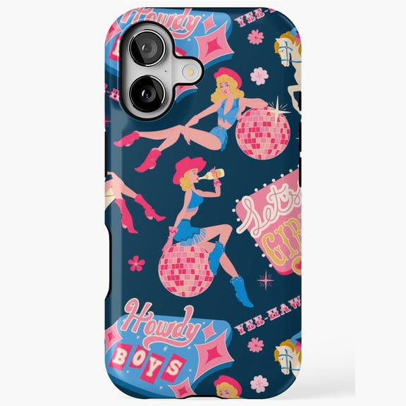 Disco Cowgirl Pinup Dance Seamless Pattern Phone Case with iPhone 17 to 11 Pro Max