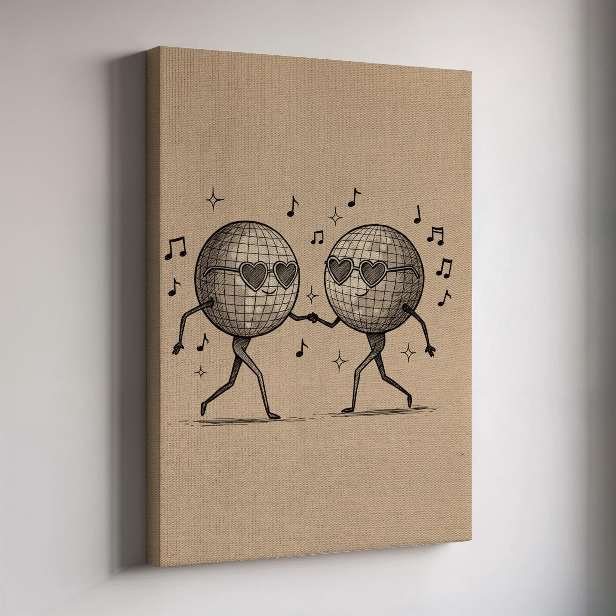 Stay Funky Disco Dancing Ball Couple Art Funky Love Illustration Romantic ...