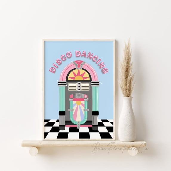 Disco Dancing Poster Retro Jukebox Wall Art Retro Disco Poster ...