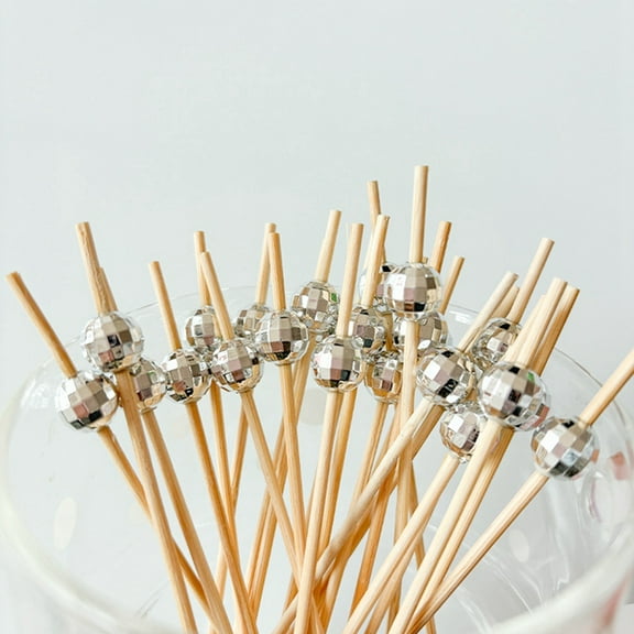 Disco Decorative Toothpicks for Appetizers, Fancy Bamboo Skewers