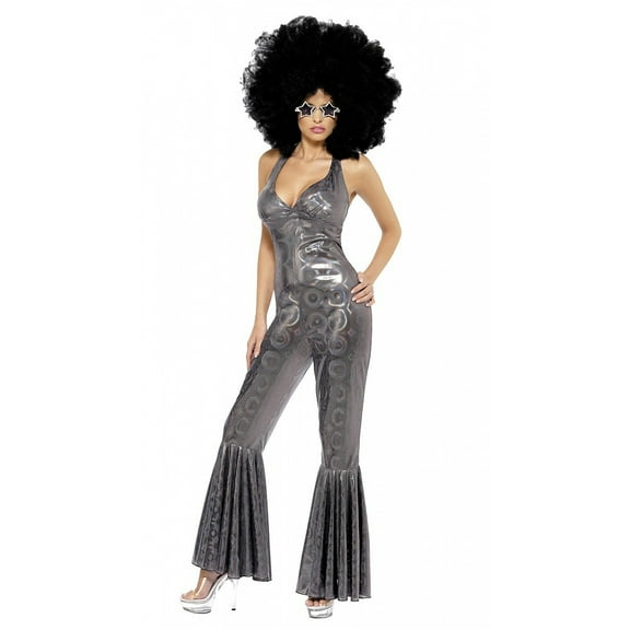 Disco Diva Costume Adult Silver 70s Small Female Fancy Dress Party Book Week Halloween