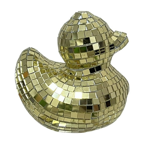 Disco Duck Disco Ball Duck Shape Ornament Reflective Mirrored Glass Decorative Accent for Cake Decoration Disco Themed Party Wedding