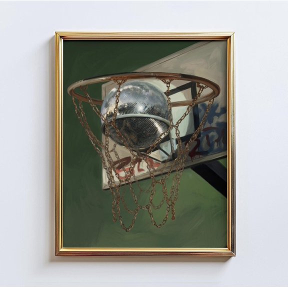 Disco Dunk Basketball Chain Hoop Wall Art Home Decor Unframed Paper Print