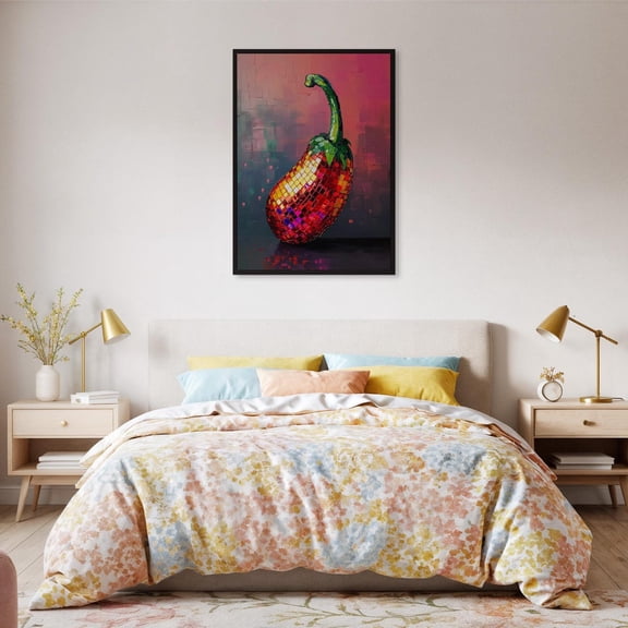 Disco Eggplant Wall Art Poster Funky With Glitter Shine And Pop Bold Kitchen Bar Or Party Room Decor Design1 Poster, Unframed Size 8x12