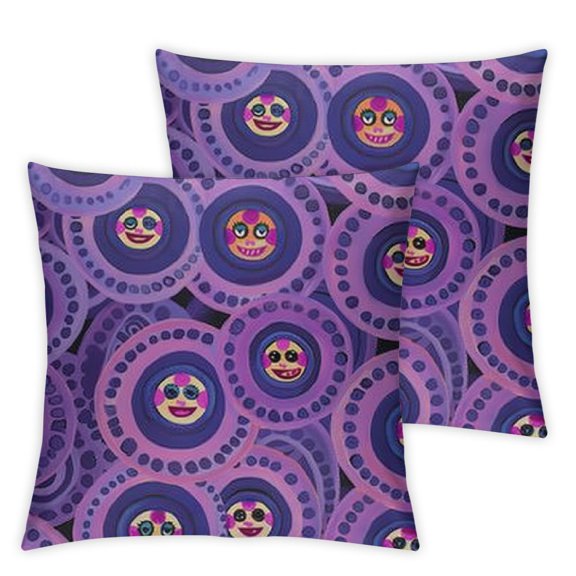Disco Emoji Throw Pillow Cushion Cover, Groovy Winking Faces Dots Pattern on Purple Tone Psychedelic Art, Decorative Square Accent Pillow Case, Pale Fuchsia Blue Violet