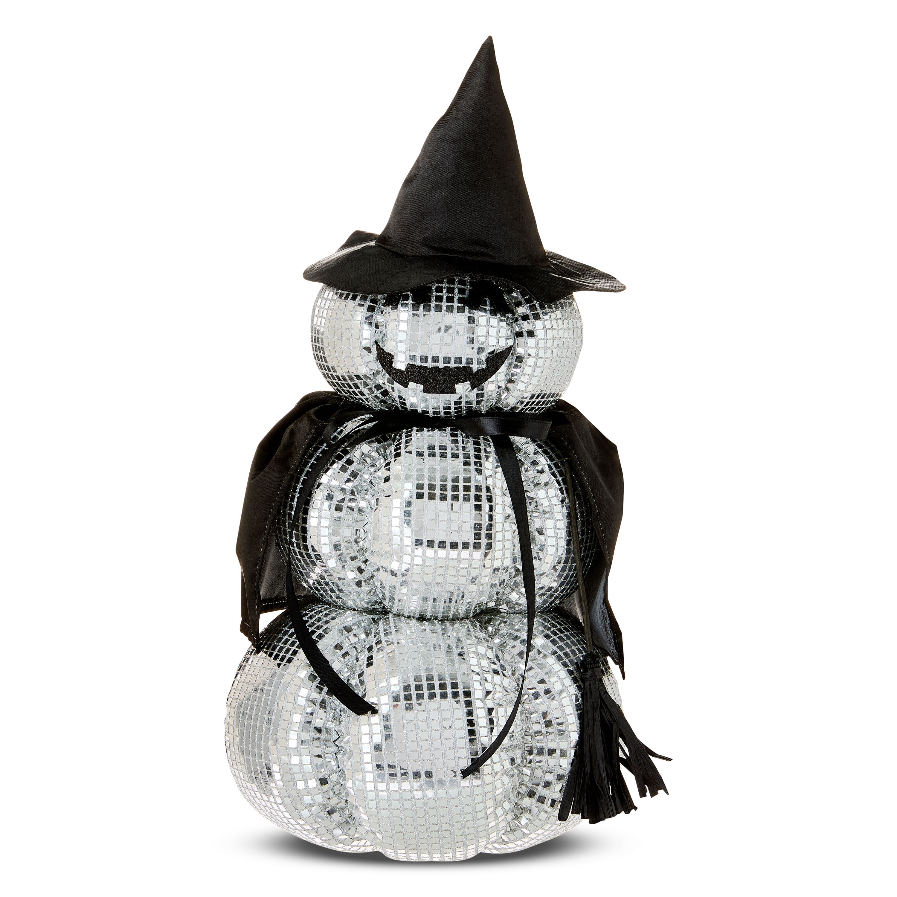 Disco Pumpkin Witch Tabletop Decor, Black & Silver, 17", Halloween by Way To Celebrate - Walmart.com