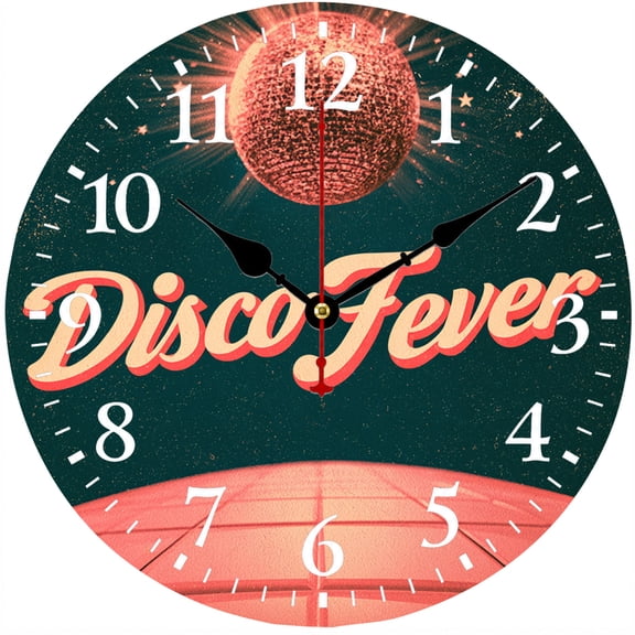 Disco Fever Wall Clock, 9.84 Inch Retro Disco Ball Wall Clock, Battery Operated Analog Decorative Clock for Living Room Bedroom Kitchen Office