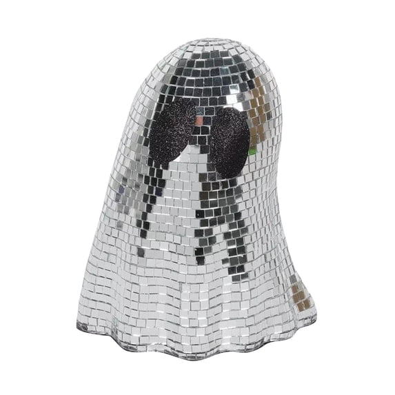 Disco Ghost Figurine Halloween Tabletop Decor Mirror Mosaic Ghost Sculpture Freestanding Seasonal Accent for Shelf Mantel