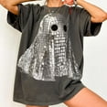 thumbnail image 1 of Disco Ghost Halloween T-shirt, Glitter Ghost, Sparkle Bat Clipart, Black and White Retro Ghost Shirt, Spooky Halloween Tee, 1 of 5
