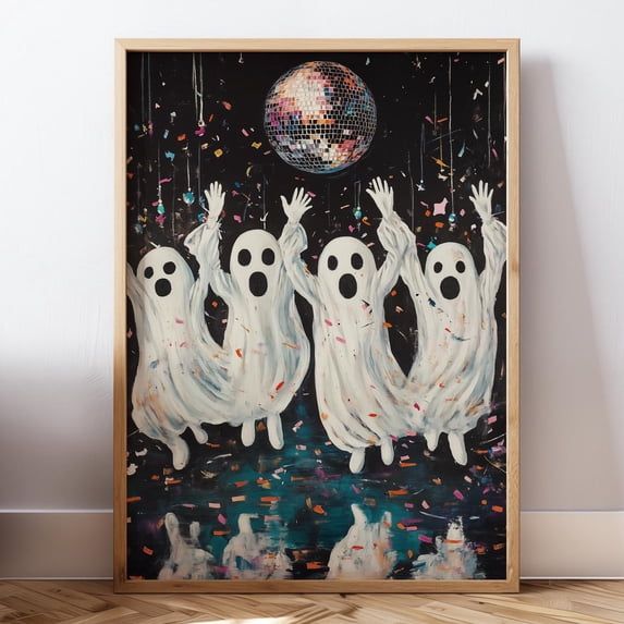 Disco Ghosts Art Ball Spooky Trendy Aesthetic Art Poster , Poster Print ...