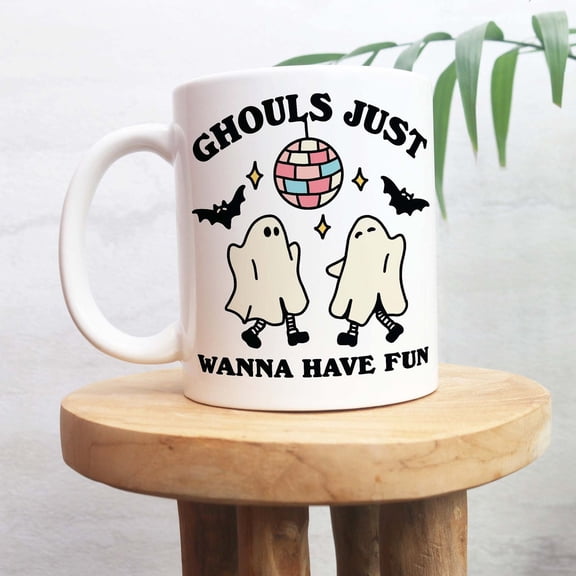 Disco Ghosts Halloween Mug, Bestie Cup Retro Quote, Ghould just wanna have fun, Friend Birthday present, Fall Gifts, Spooky Friends