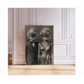 Disco Heads Printed Poster Trendy Funny Poster Home Decor Funny Gift Anniversary Gift Wedding Gift