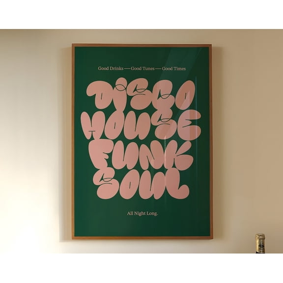 Disco House Funk Soul Music Wall Art Print, Unframed Paper Poster 11x14in