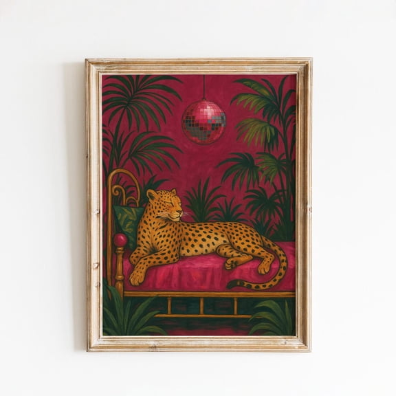Disco Jungle Leopard – Retro Party Vibes Wall Art Unframed Paper Print