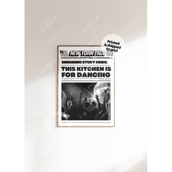 Disco Kitchen Print Retro Newspaper Headline Art Print