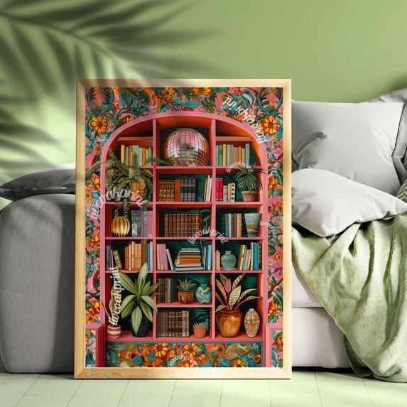 Library Sign Retro Disco Library Maximalist Art 1970S Library Vintage Library Reading ...