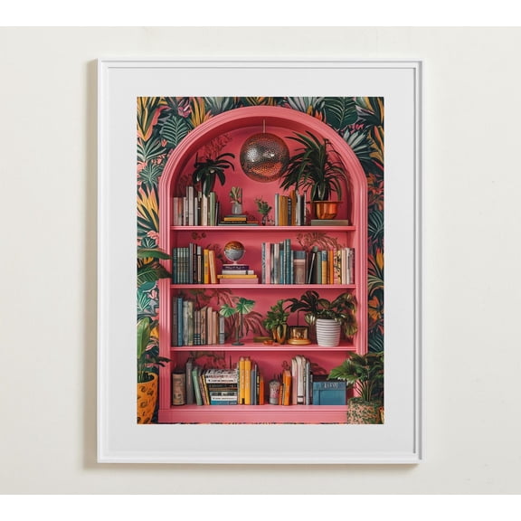 Disco Library Wall Art, 1970S Retro Book, Bookworm Poster, Trendy Reading Art,Gallery Wall Art,Wall Art Wall Art, Modern Wall Decor, 8x12 UNFRAMED