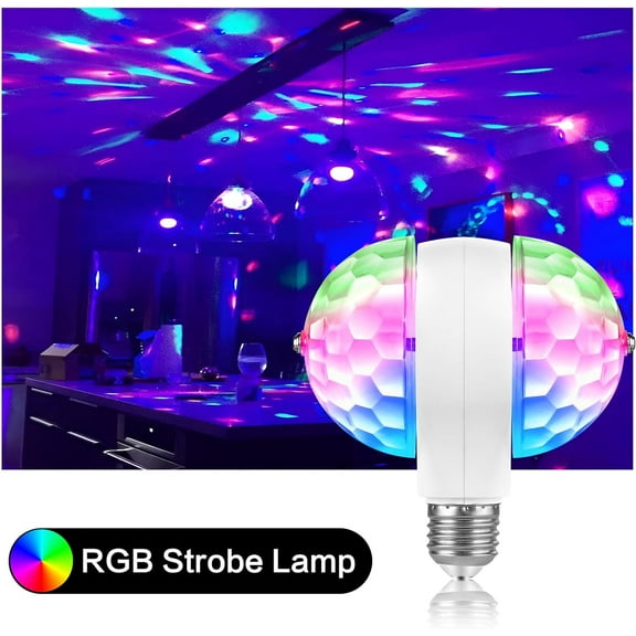 Disco Lights for Parties, Colorful Rotating Magic Ball Lights with 2 Light Bulbs, RGB LED Stage DJ Light for Home Room Dance Parties Birthday Karaoke Halloween Christmas Wedding Show Club Decorations