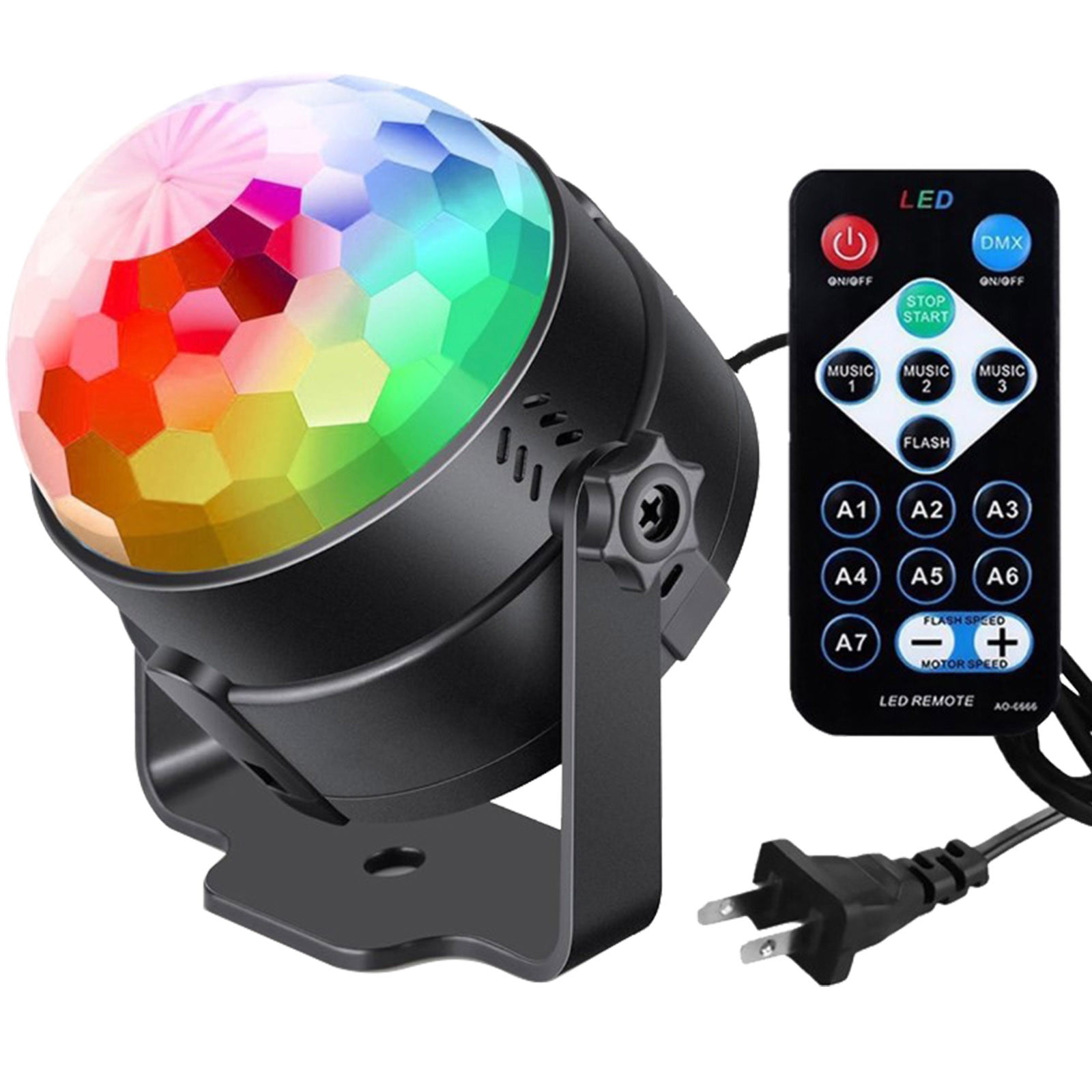Heroplus Black Lights for Glow Party Large Space, 6W UV Black Disco Ball  Strobe Lights for Dark Party Sound Activated with Remote Control for