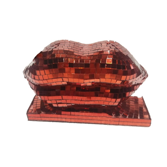 Disco Lip Ball, Disco Statue, Cool Reflective Light Mirror Balls for For DJ Club Party,Modern Disco Sculpture Disco, Dancing Party Decoration, Aesthetic Disco Ball Decor