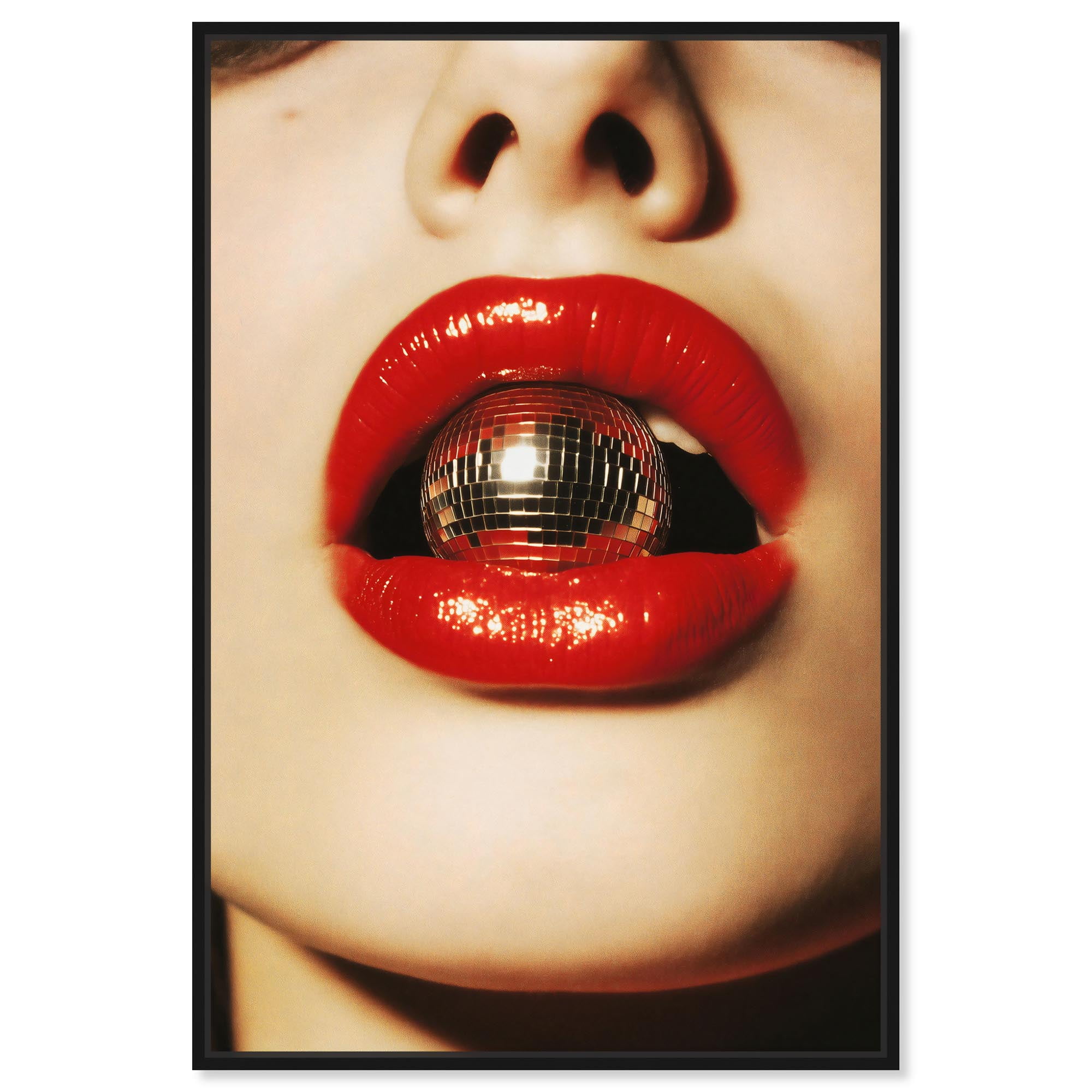 Disco Lips Canvas Glam Art by Art Remedy, Black Frame, 16 x 24 ...
