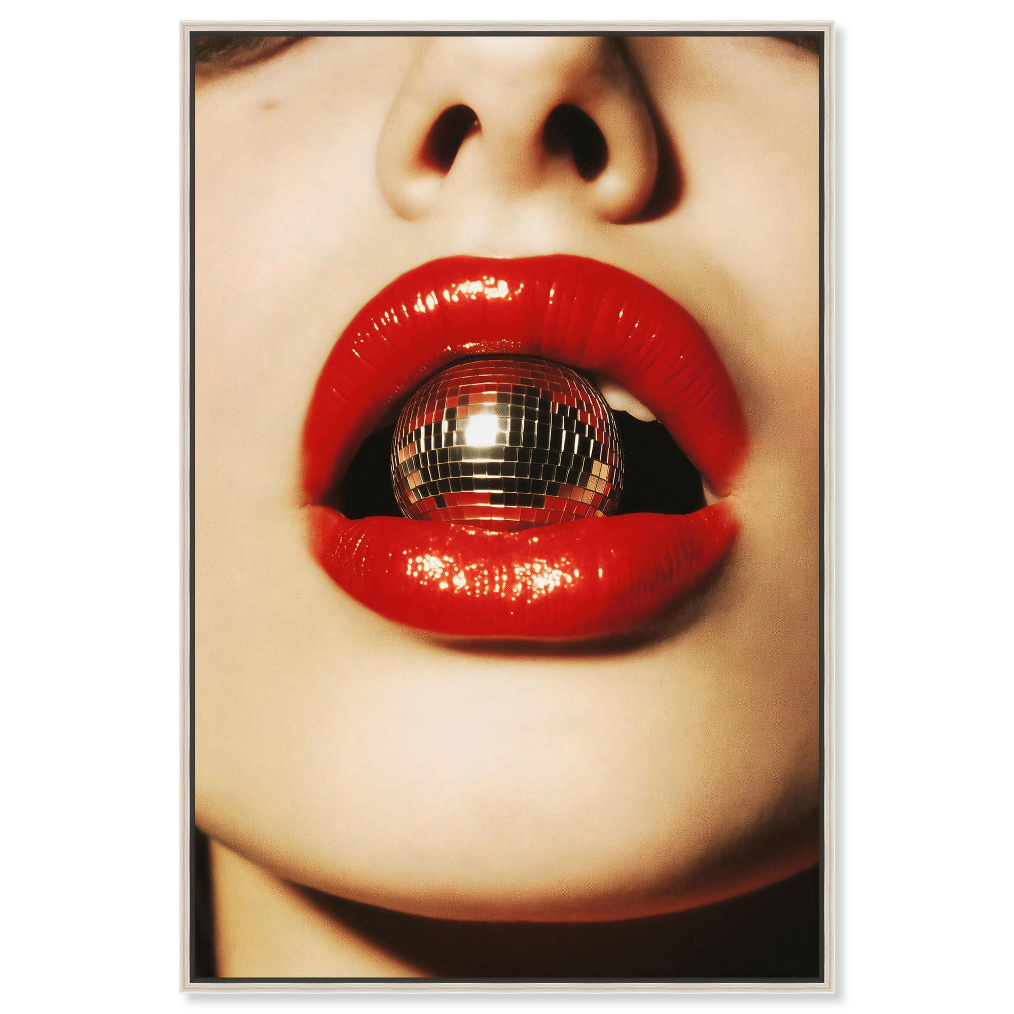 Disco Lips Canvas Glam Art by Art Remedy, Silver Frame, 24 x 36 ...