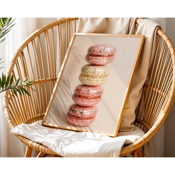 Disco Macaron Art Pink Pastel Wall For Home Decor Design1 Unframed Paper Print
