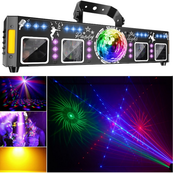 Disco Magic Ball Light DJ UV Party Lamps with Remote Control, DMX Voice Activate Projector Light, Golden Strobe Halloween Party Black Lights Indoor for Rave Mood Club Dance Bar Gig