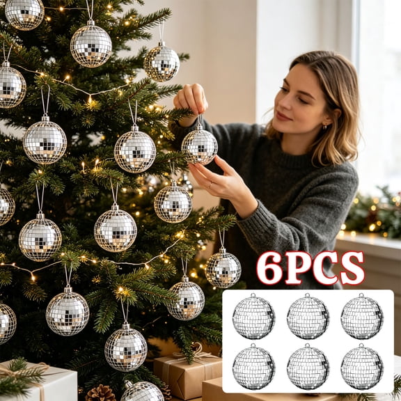 Disco Mirror Balls Reflective Tree Baubles Shiny Glass Hanging Ornaments For Winter Holiday Party Display