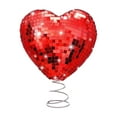 thumbnail image 1 of Disco Mirror Heart Tree Topper – Valentines's Day & Christmas Hanging Ornament with Spring Base, Sparkling Heart Decoration, 1 of 5